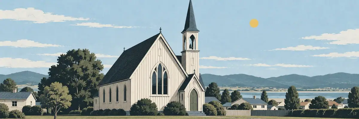 Screen-print illustration of Holy Trinity Church, Winton