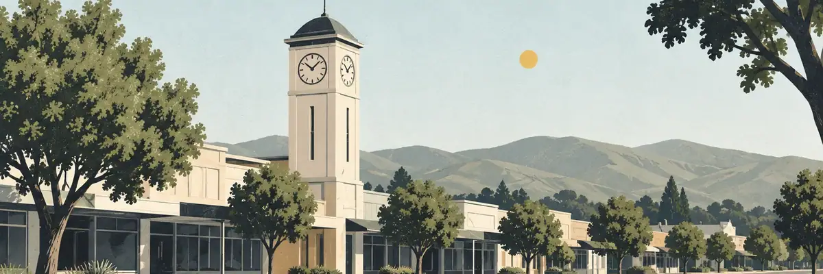 Screen-print illustration of Carterton Clock Tower
